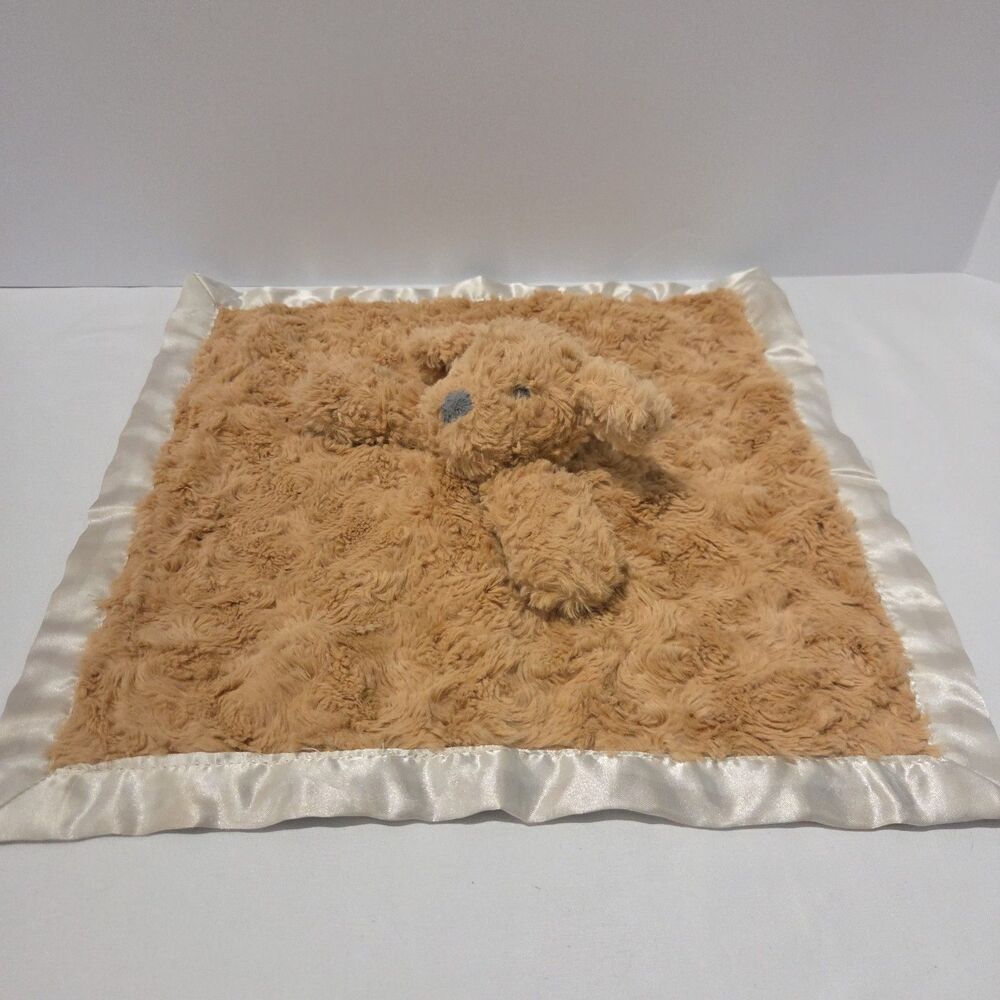 Cloud Island Puppy Dog Lovey Security Blanket Satin Baby brown creme white